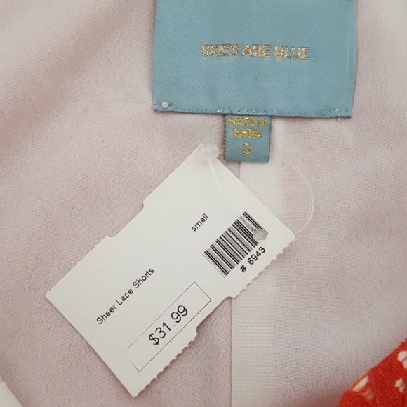 Skies are Blue Cotton Lace Lined Shorts orange sm - Picture 3 of 6